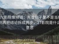 17c影院像排错：先查例子是不是当规则再把结论拆成两步，17影院是什么意思