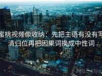蜜桃视频像收纳：先把主语有没有写清归位再把因果词换成中性词