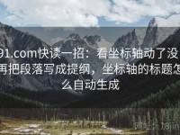 91.com快读一招：看坐标轴动了没，再把段落写成提纲，坐标轴的标题怎么自动生成